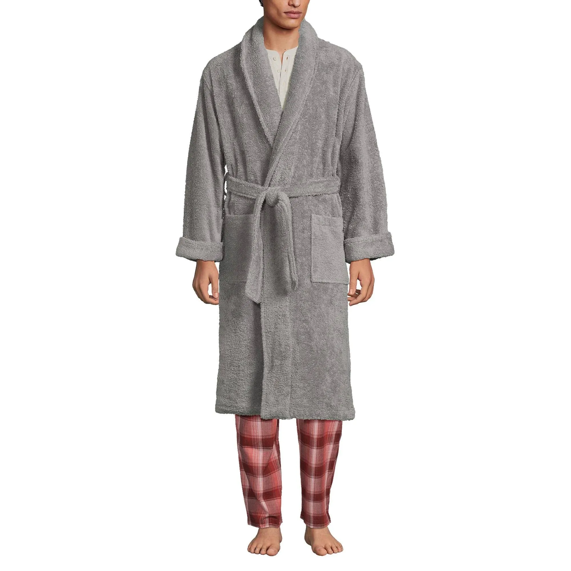 Lands' End Men's Calf Length Turkish Terry Robe