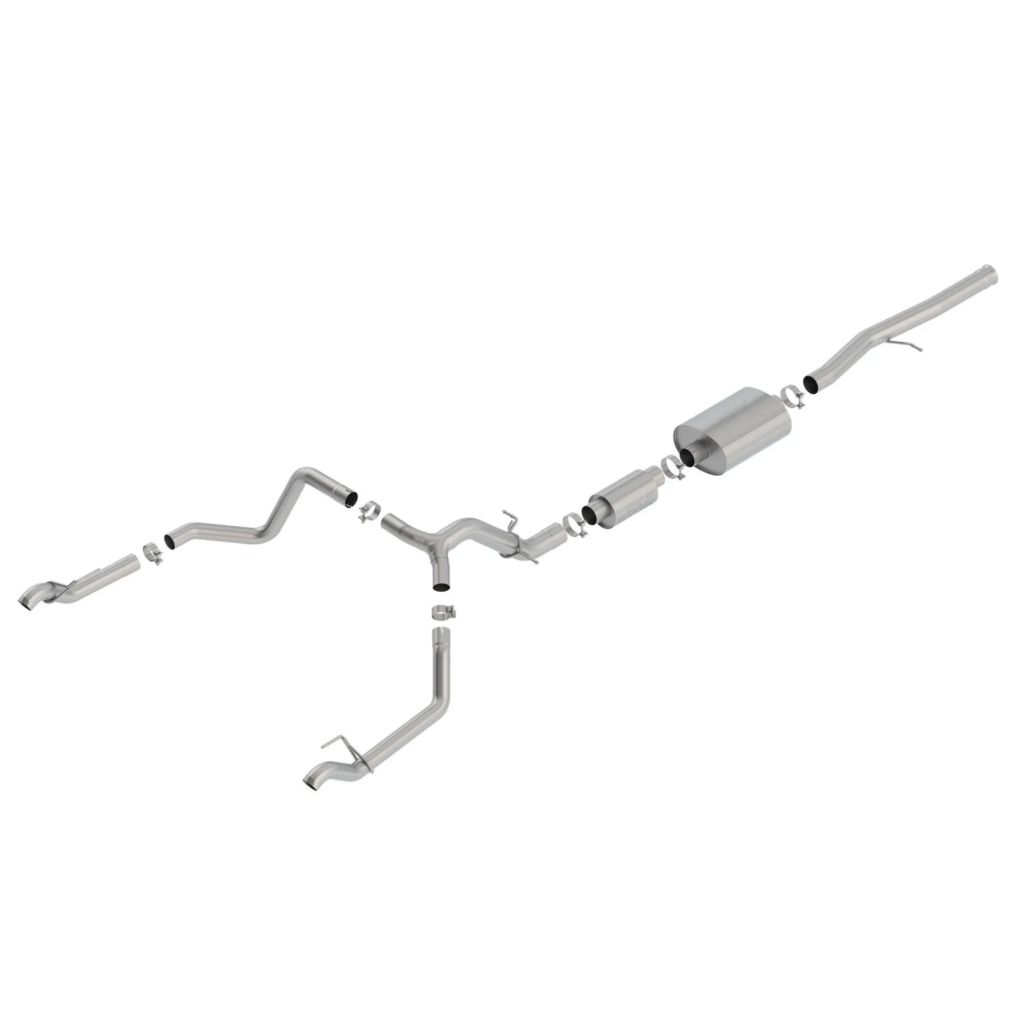 Borla Exhaust System Kit 140773 S-Type Cat Back System; T304 Stainless Steel; With Muffler; 3-1/2 Inch Pipe Diameter To 2-3/4 Inch Pipe Diameter; Single Exhaust With Dual Exit; Split Rear Exit