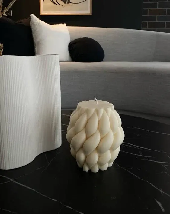 Soy Wax Ribbed Pillar Scented Candle for Home Decoration Birthday Valentine's Day ...