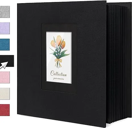 Linen Photo Album 4x6 Large Capacity 1000 Pockets Pictures Fabric Cover Books Albums Wedding School Family Anniversary Baby Memory Engagement Travel Albums(Black, 1000 Pockets)