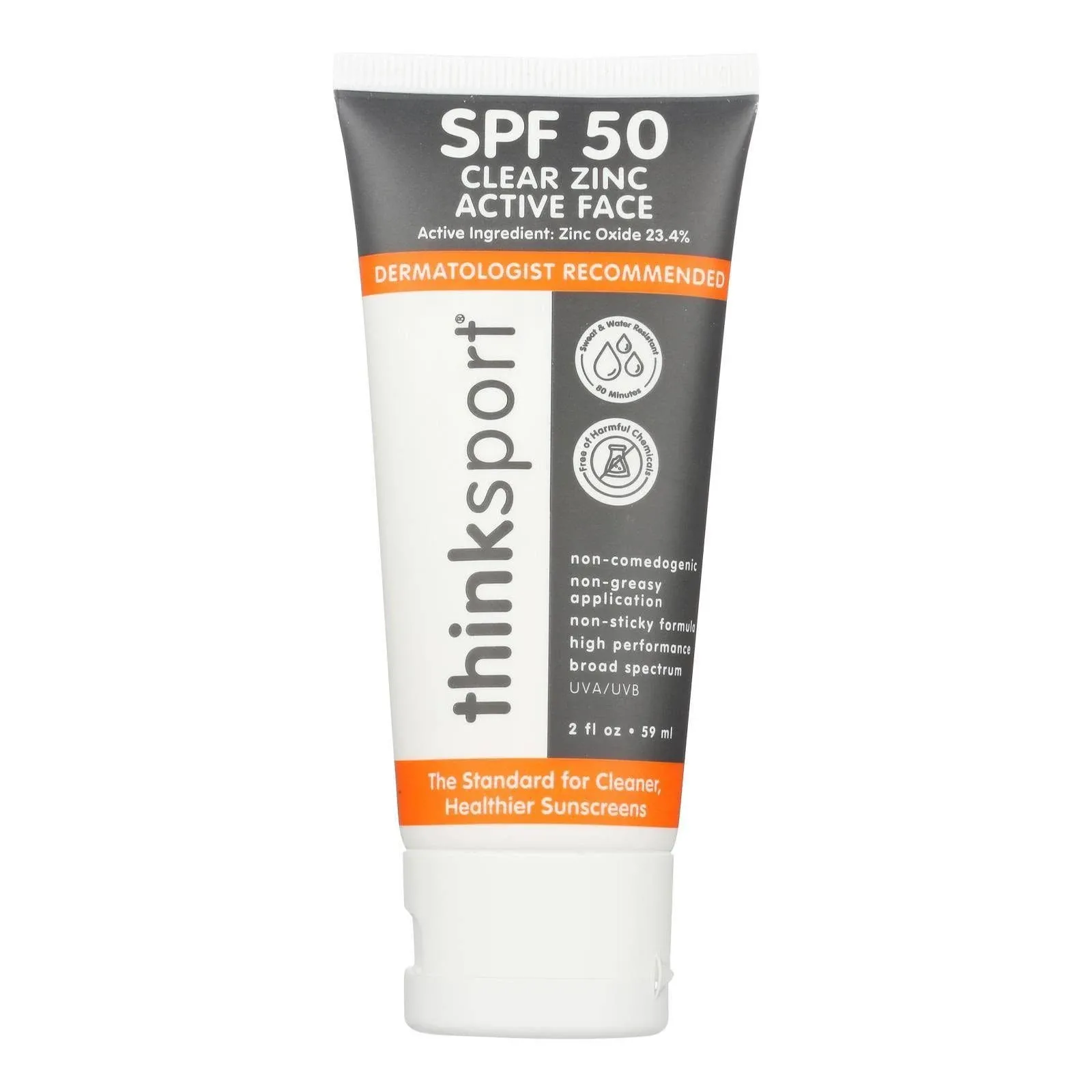 Thinksport Clear Zinc Active Face SPF 50 Sunscreen 2 fl oz