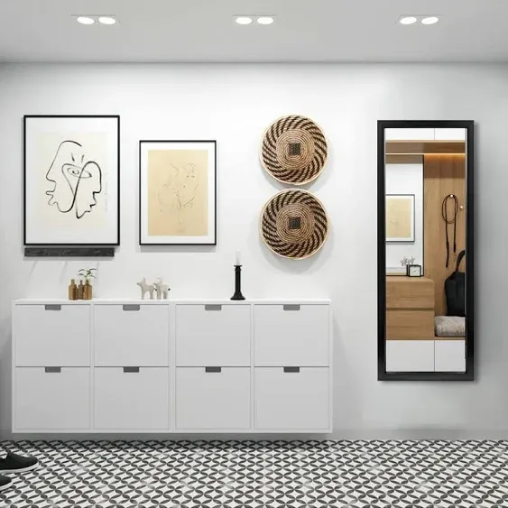 NeuType 43"x16" Full Length Mirror Wall Mirror Floor & Full Length Mirrors Body Mirror Standing Mirror Black Mirror Shower Mirror Boho Mirror Polystyrene Frame No Stand