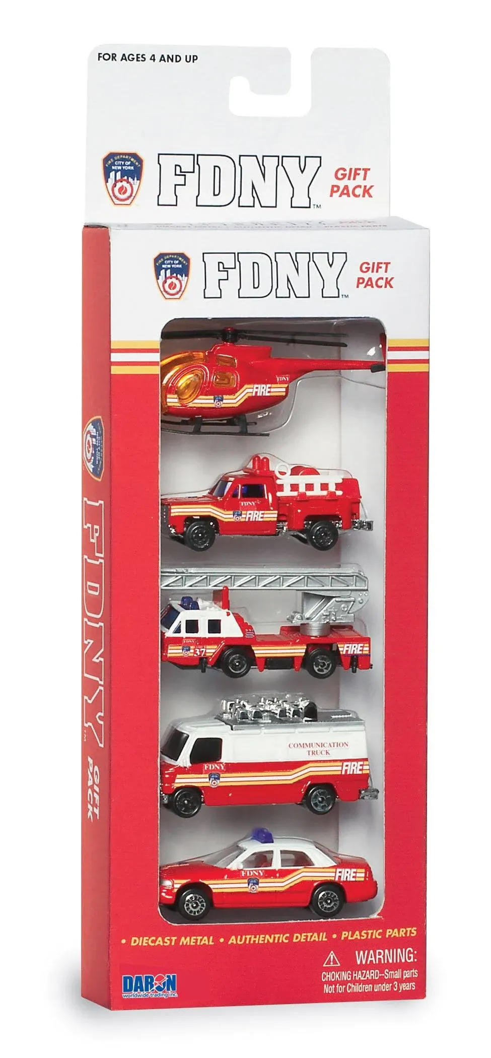 NEW YORK CITY FIRE DEPARTMENT 5 VEHICLE SET DARON DIECAST METAL ASSORTMENT 