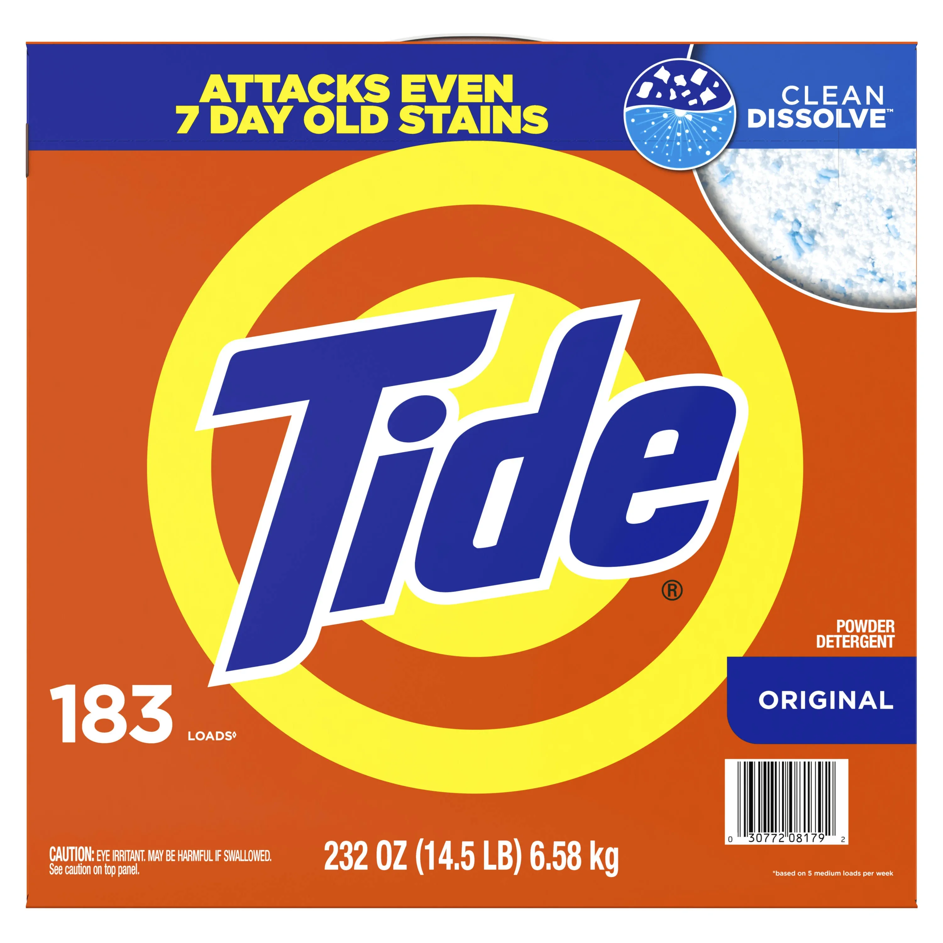 Tide Powder Laundry Detergent, Original, 183 Loads, 232 oz