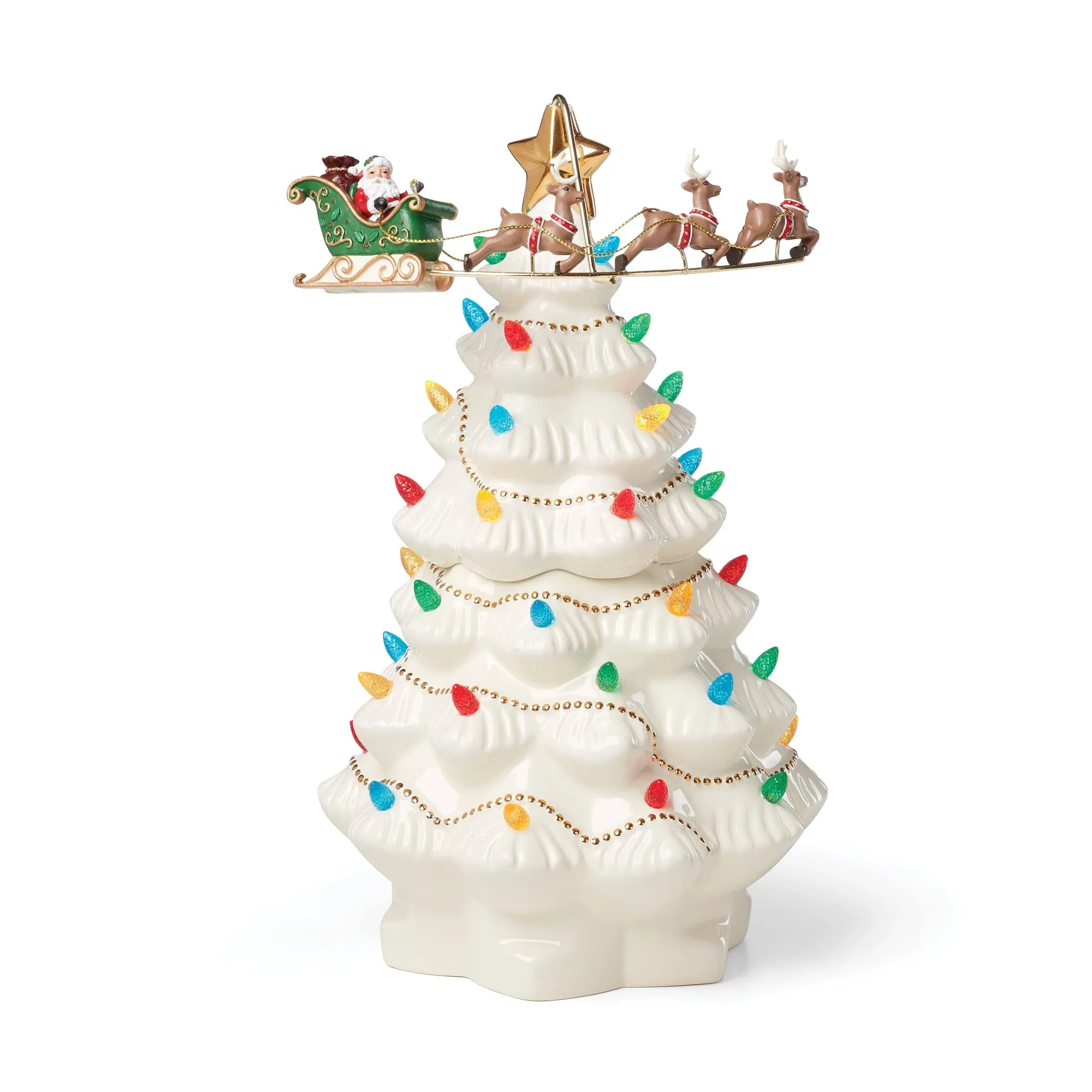 LENOX Treasured Traditions Tree with Flying Santa, 2.69, Multi