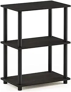 25.04 in. Espresso Plastic 3-shelf Etagere Bookcase with Open Back