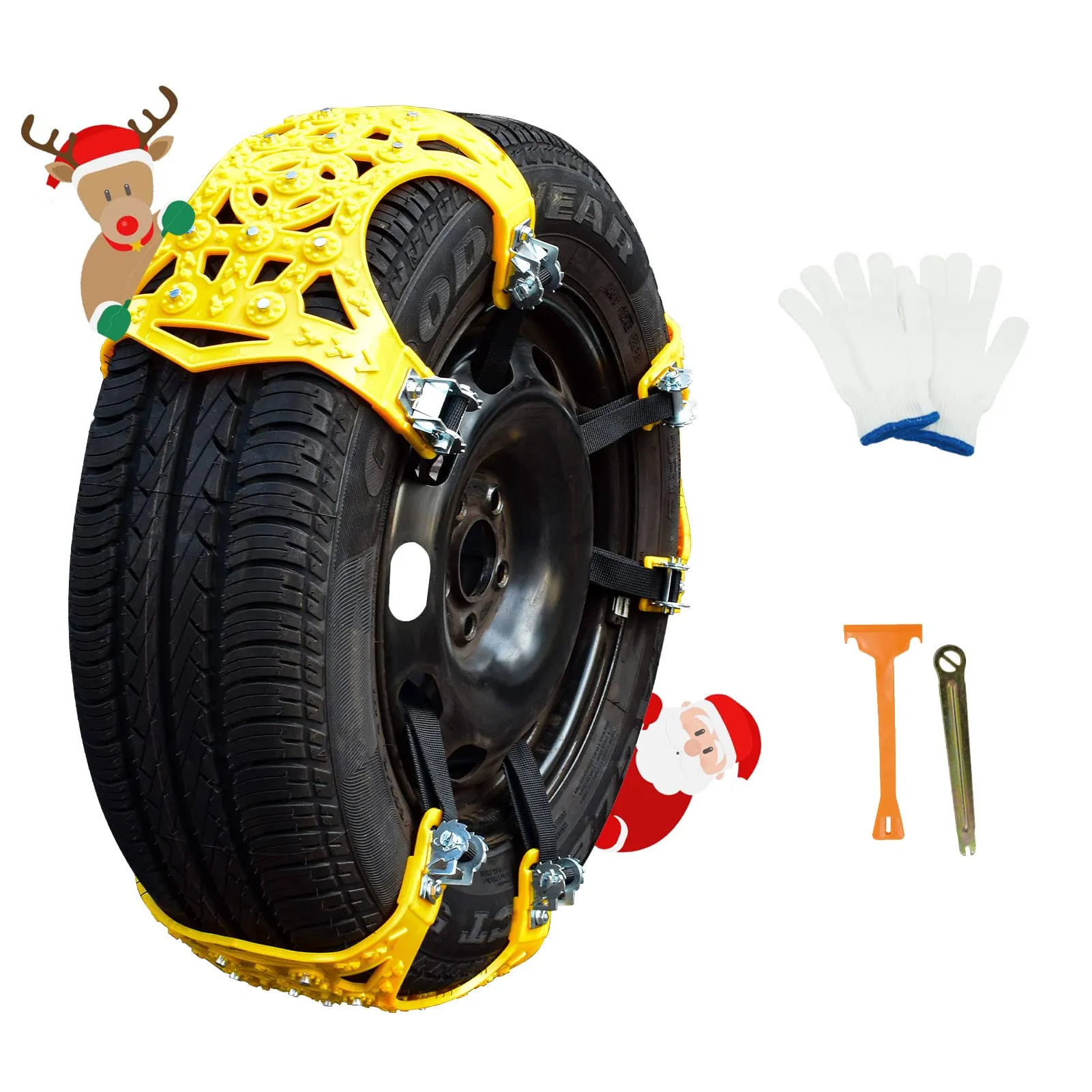 Jeremywell 6 PCS Car Snow Chains for TWO TIRES Emergency Anti Slip for Most Cars/SUV/Trucks, Winter Universal Security Chains Tire Width 165mm-275mm/6.5-10.8'', Amazing Traction Thickening Durable