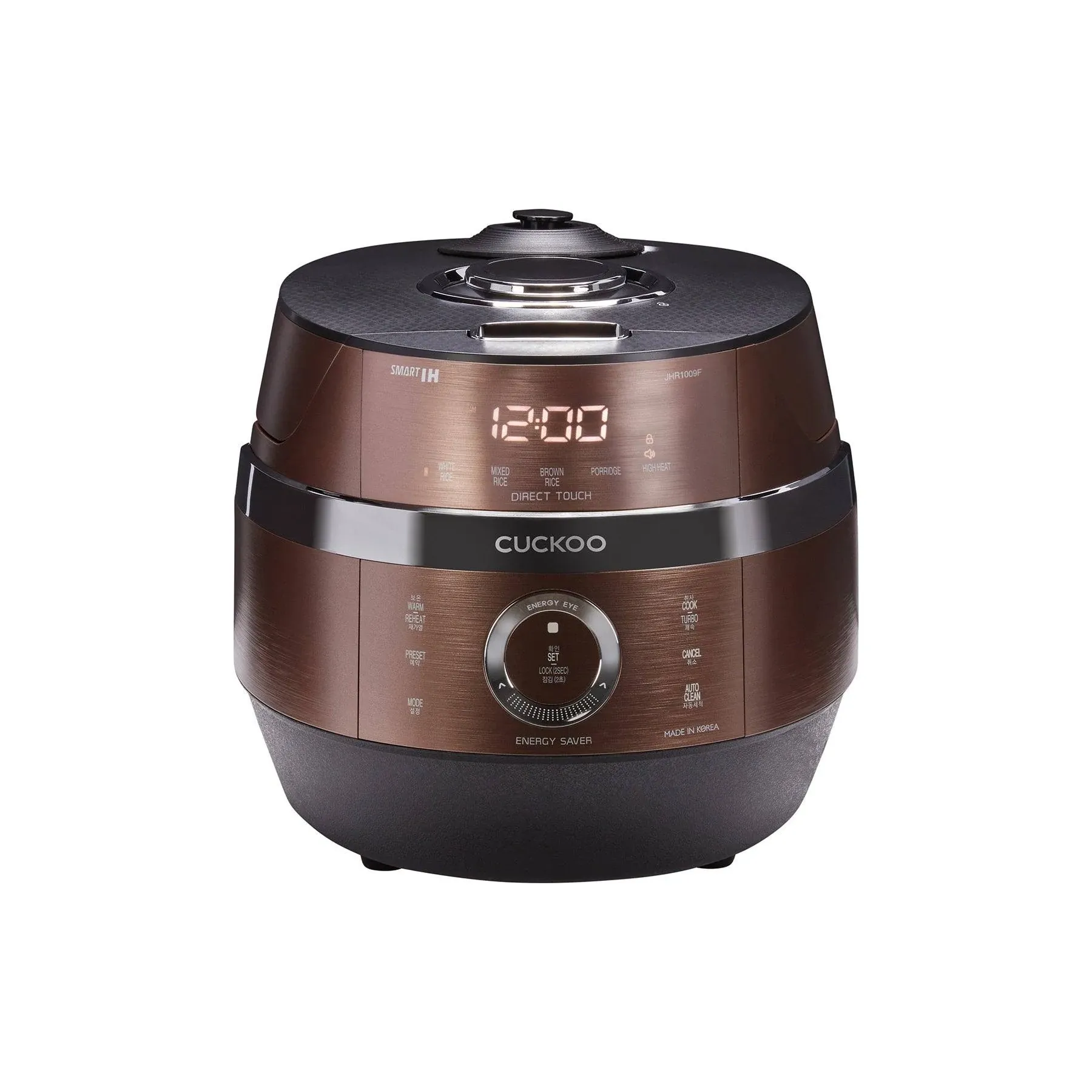 CUCKOO CRP-JHR1009F | 10-Cup (Uncooked) Induction Heating Pressure Rice Cooker | 19 Menu Options, Auto-Clean, Voice Guide, Made in Korea | Copper