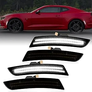 4Pcs For 2016-2023 Chevy Camaro Front &amp; Rear LED Side Bumper Marker Smoked Lens