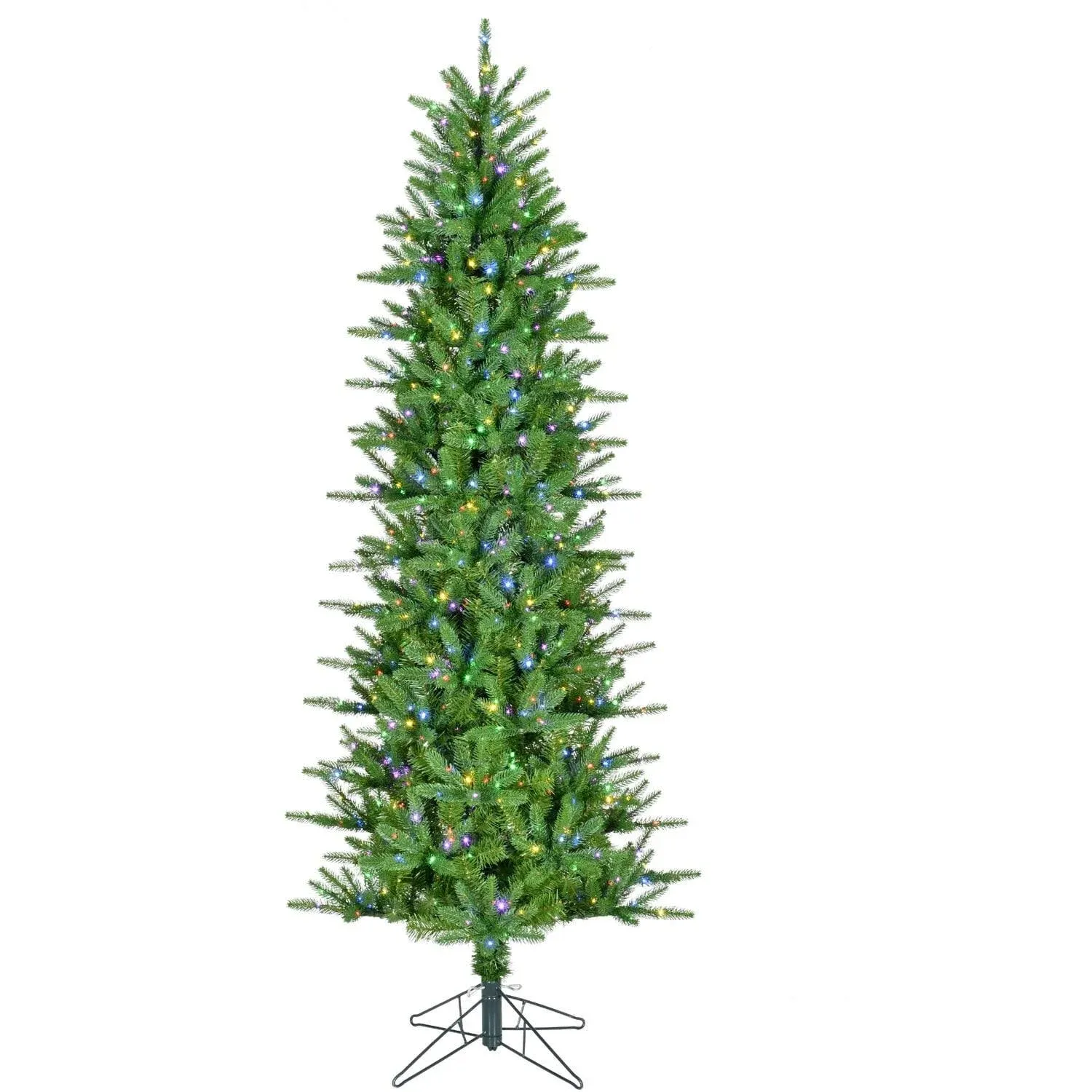 Fraser Hill Farm Carmel Pine Slim Artificial Christmas Tree with various sizes and light options