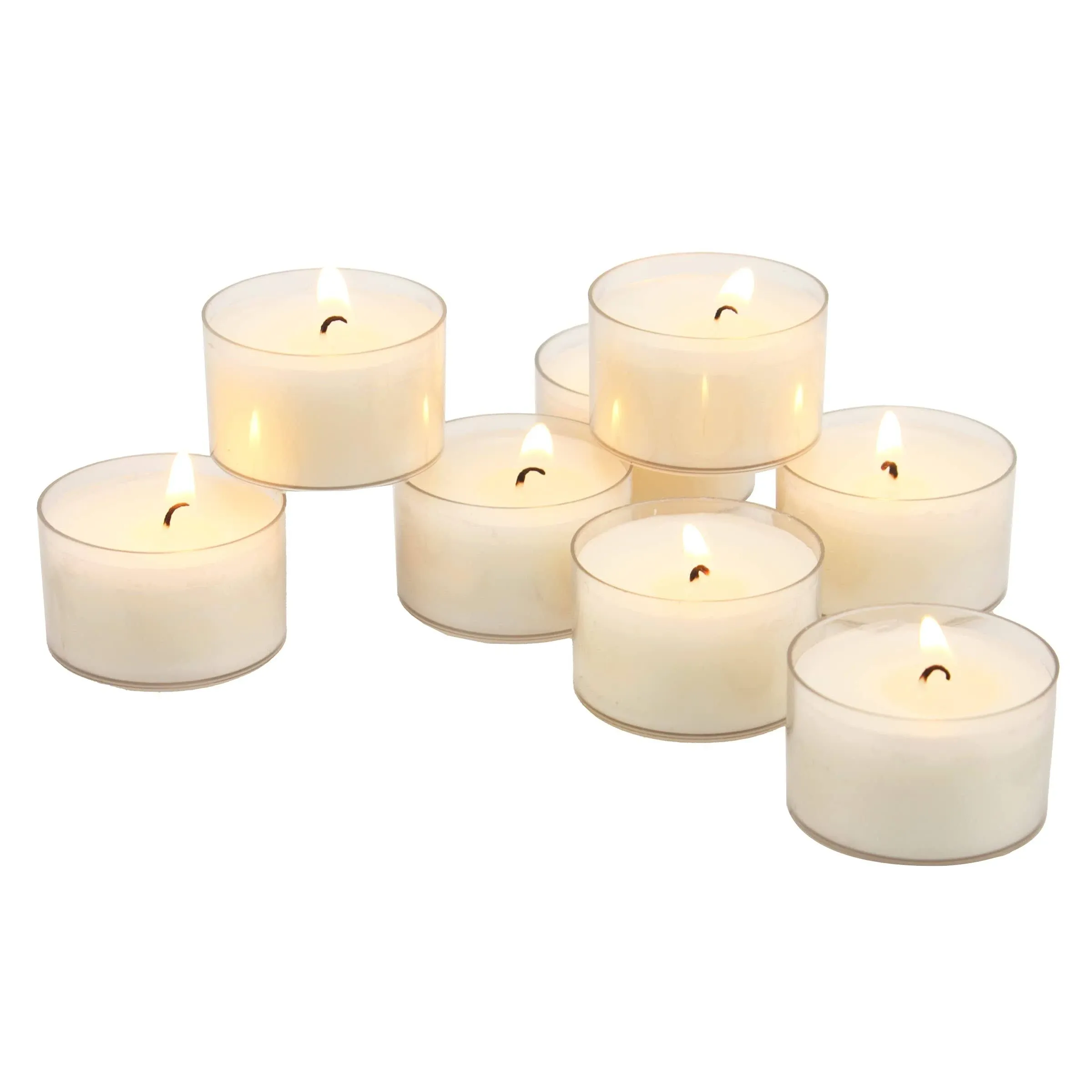 Stonebriar Unscented Long Burning Clear Cup Tealight Candles with 6-7 Hour Burn, 48 Pack, White