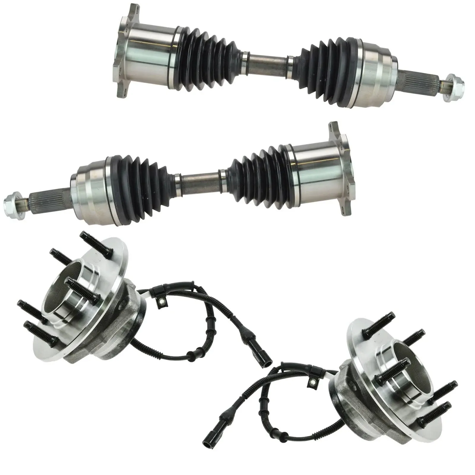 Front CV Axle Shafts and Hub Assembly Set (97-00 4WD F-150 w/ 4-Wheel Abs)