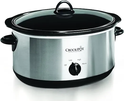 Crock-Pot Large 8 Quart Oval Manual Slow Cooker, Stainless Steel (SCV800-S)