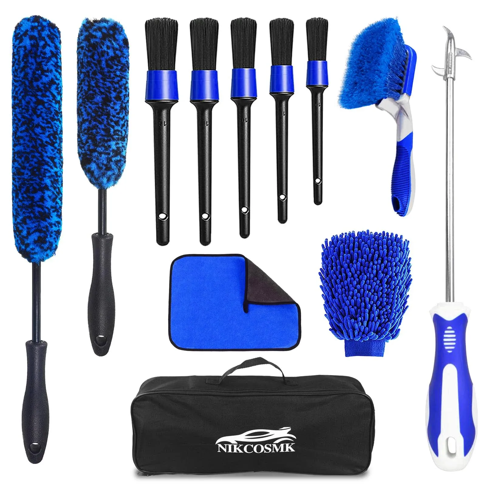 12Pcs Wheel Brush Kit for Cleaning Wheel and Tire Wheel and Rim Brush Car Det...