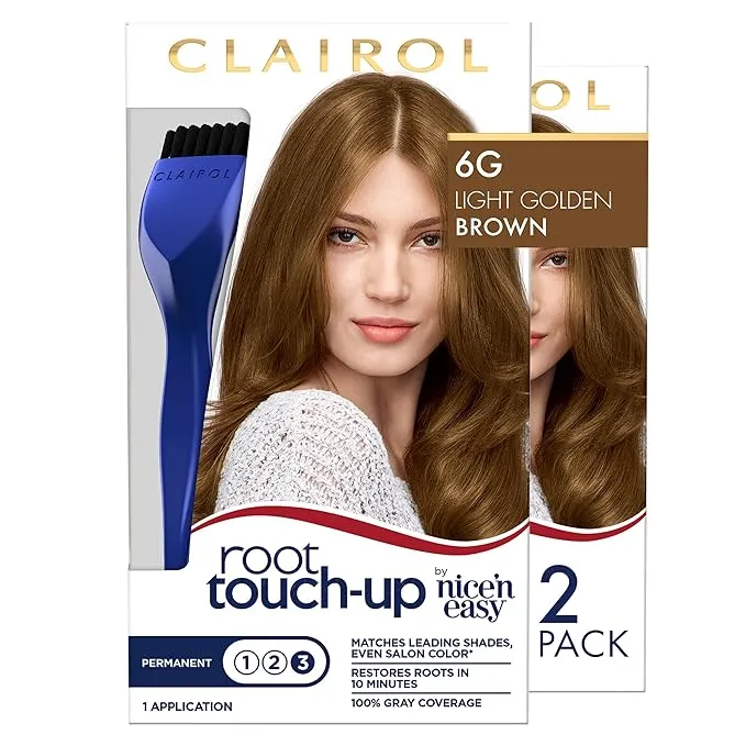 Clairol Root Touch-Up by Nice'n Easy Permanent Hair Dye, 6g Light Golden Brown Hair Color, Pack of 2