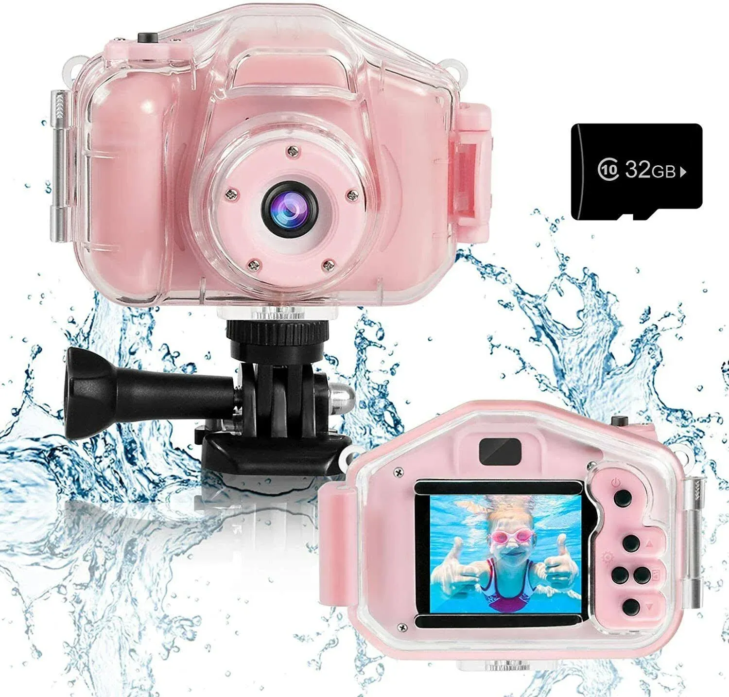 Agoigo Kids Waterproof Camera Toys for 3-12 Year Old Boys Girls Christmas Birthday Gifts Children's HD Video Digital Action Cameras Child Indoor Outdoor Toddler Camera, 2 Inch Screen (Pink)Agoigo Kids Waterproof Camera Toys for 3-12 Year Old Boys Girls C