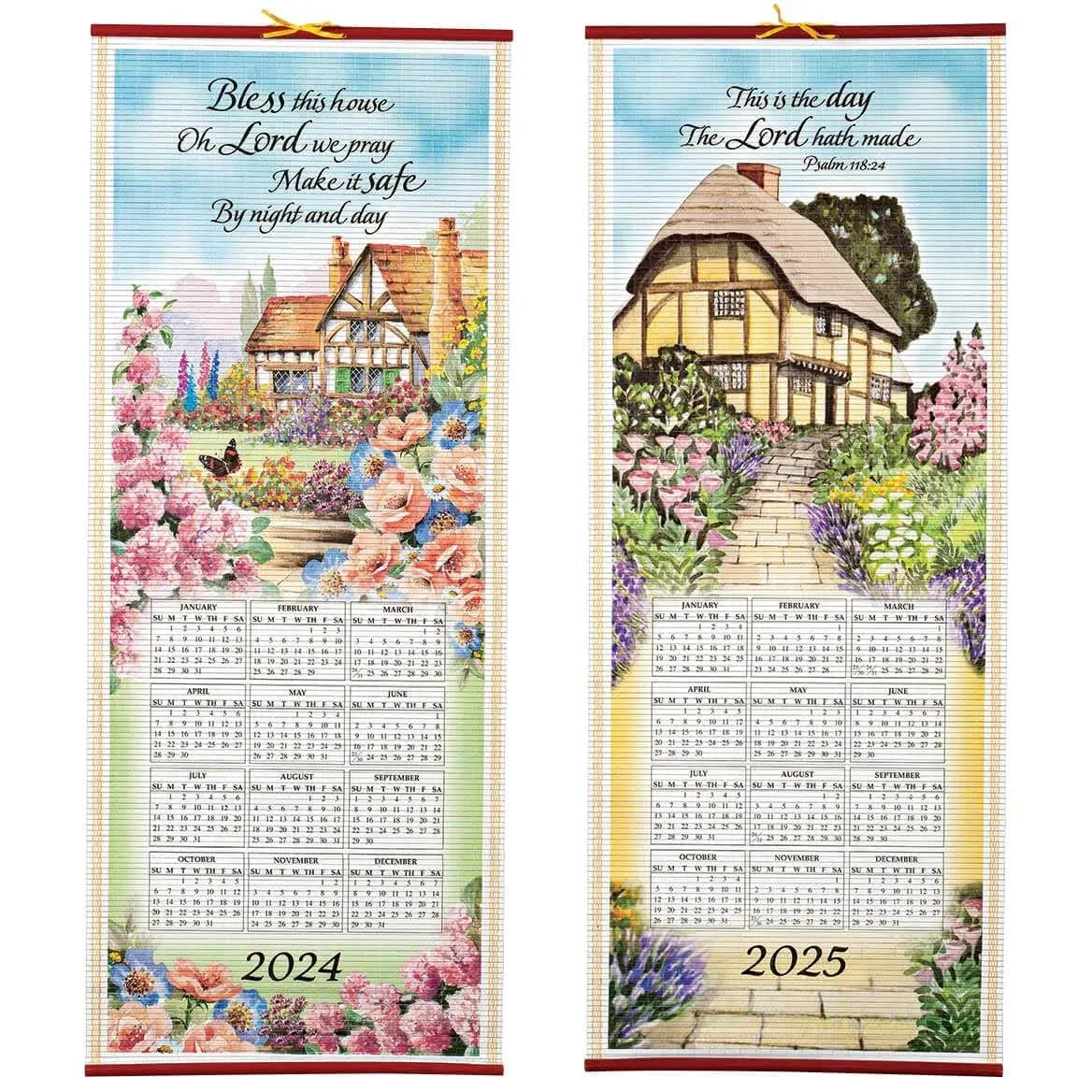 Dual-Sided 2 Year Scroll Calendar, Bless This House Design – Ideal for Small ...