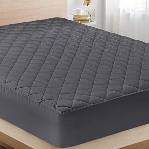 Utopia Bedding Quilted Fitted Mattress Pad (Full, Grey) - Elastic Fitted Mattress Protector - Mattress Cover Stretches Up to 16