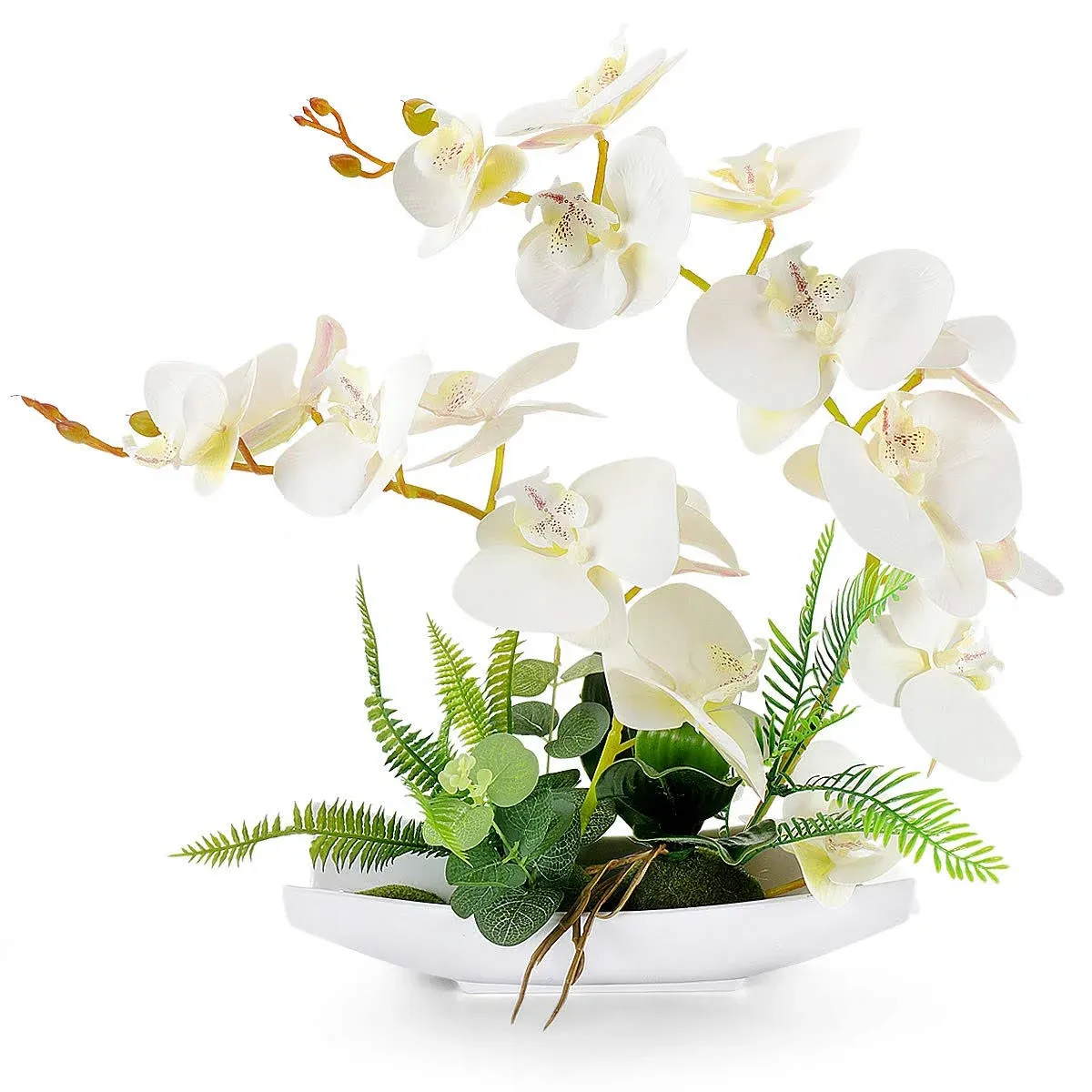 YOBANSA Orchid Bonsai Artificial Flowers with Imitation Porcelain Flower Pots...