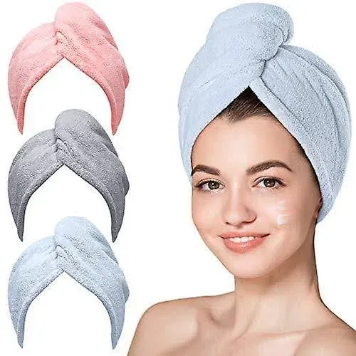 Hicober Microfiber Towel 3 Packs Hair Turbans for Wet Hair