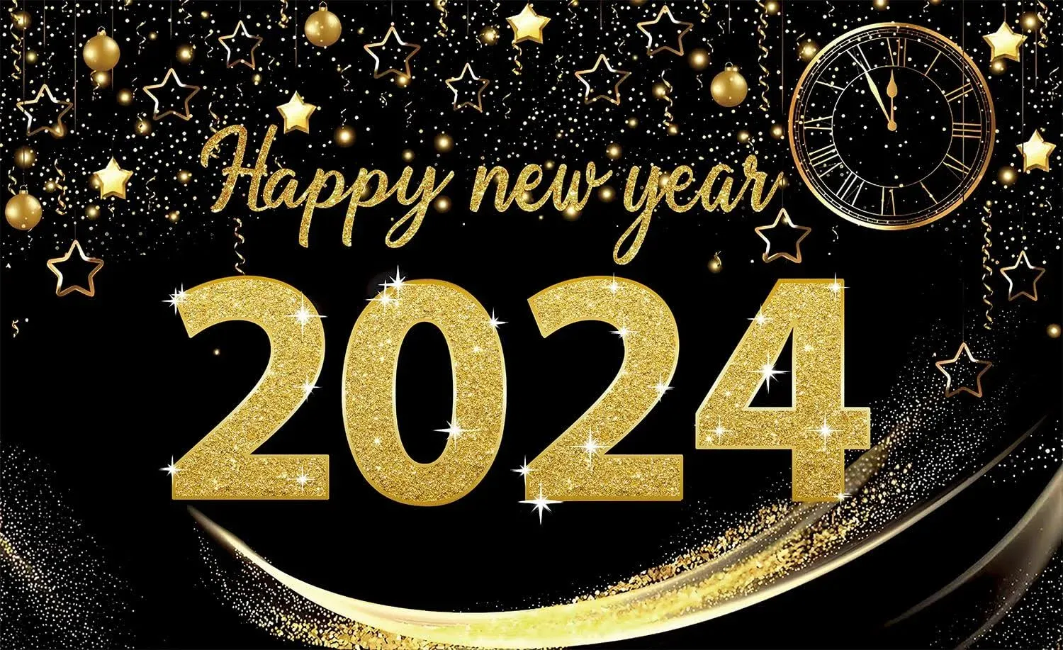 Happy New Years Banner 2024 New Years Backdrop For 2024 party decorations Hap...