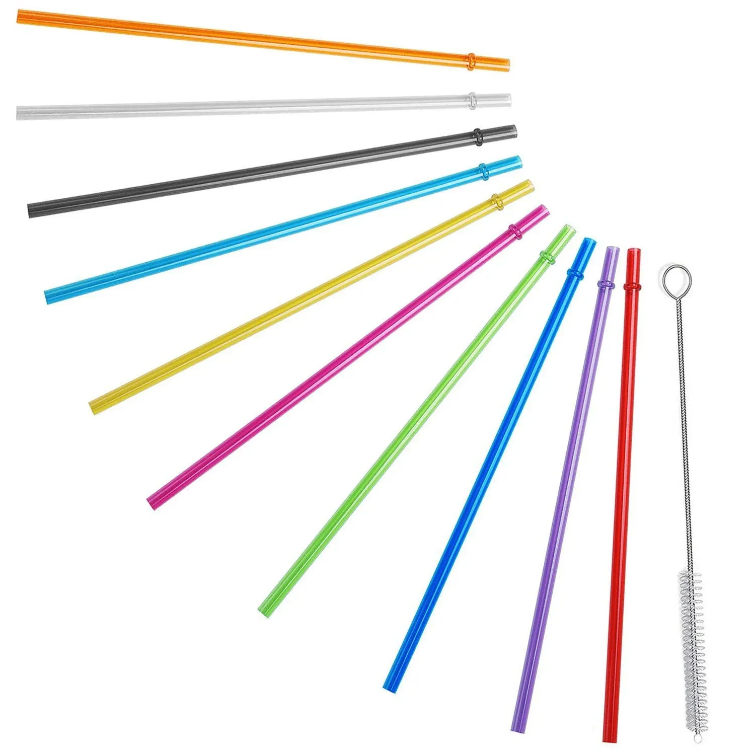 Alink 10.5" Long Rainbow Colored Reusable Plastic Replacement Straws, Set of 10 ...