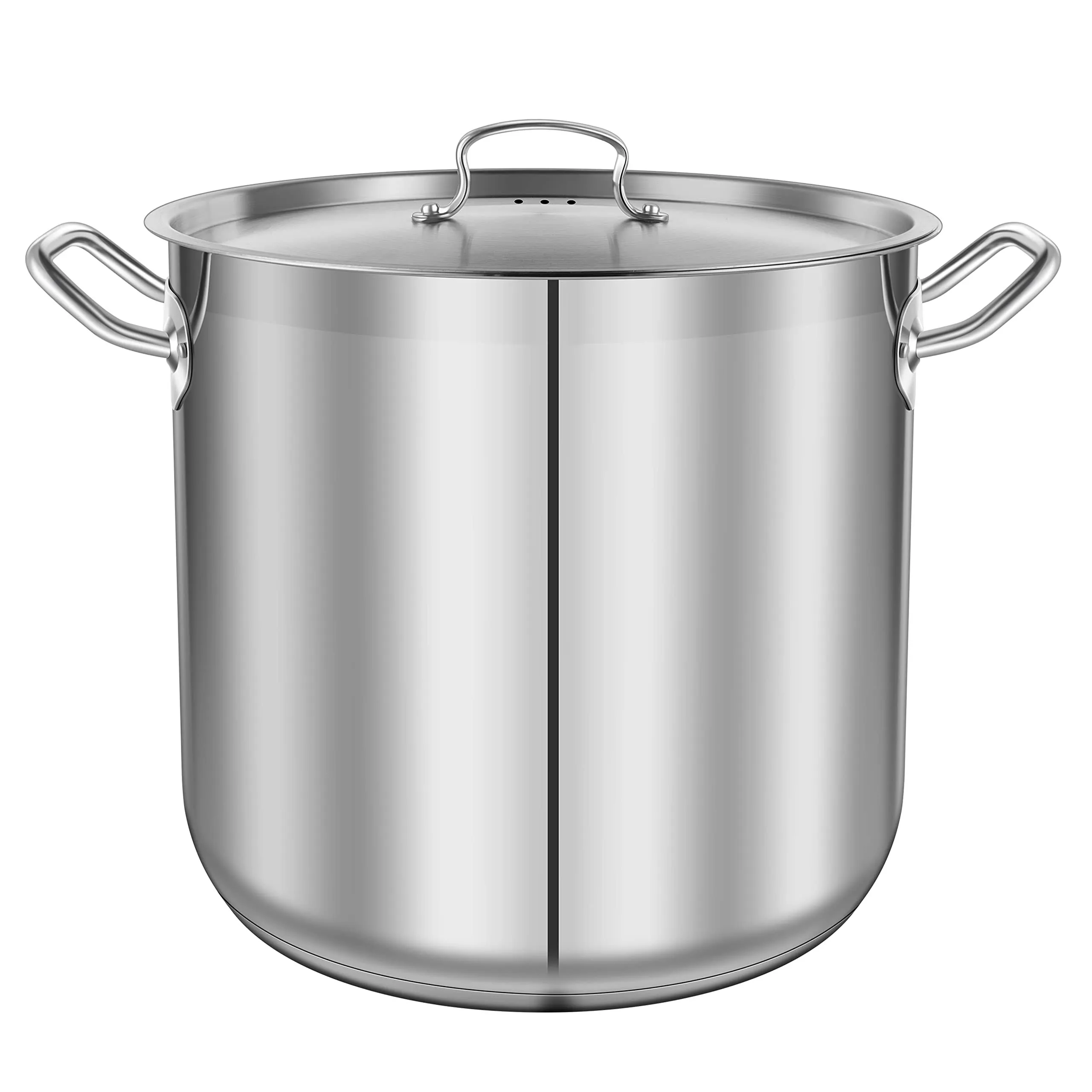 NutriChef 35 Quart Heavy Duty Induction Soup Pot W/ Stainless Steel Lid & Strong Riveted Handles