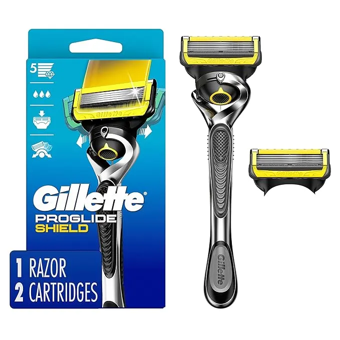 Gillette ProGlide Shield Men's Razor Handle + 2 Blade Refills, Silver