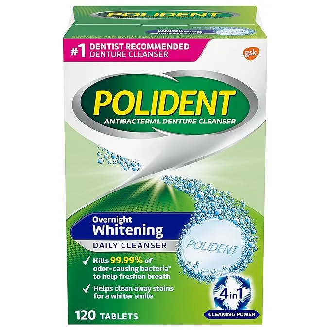 Polident Overnight Whitening Denture Cleanser