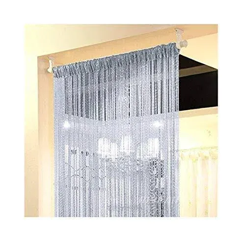 Eyotool 1x2 M Door String Curtain Rare Flat Silver Ribbon Thread Fringe Window