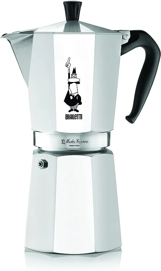 Bialetti - Moka Express: Iconic Stovetop Espresso Maker, Makes Real Italian Coffee, Moka Pot 12 Cups (22 Oz - 670 Ml), Aluminium, Silver