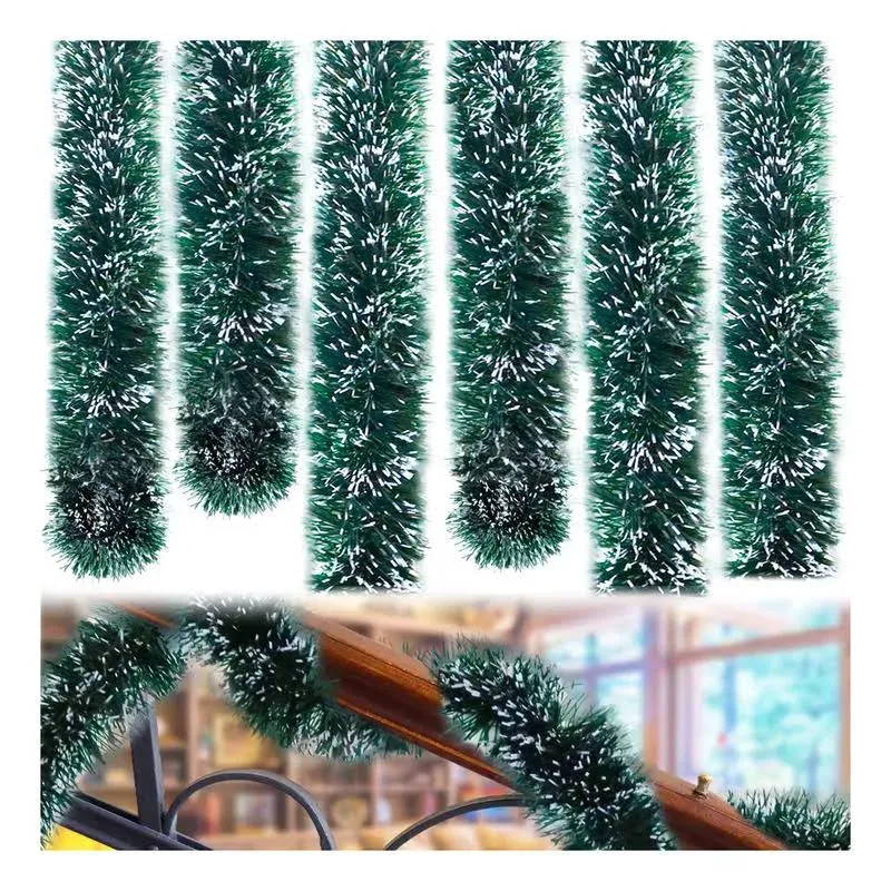 50 Feet Garland for Christmas Decorations,Green Snowy Garland,Artificial ...