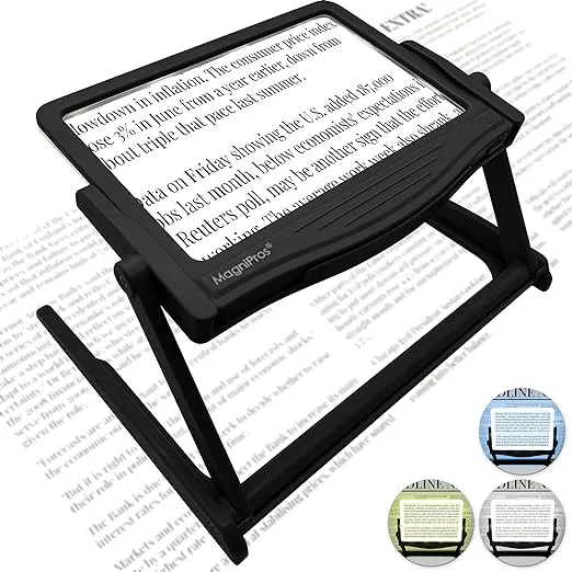 Magnipros 5X Ultra Bright Anti-Glare Page Magnifier,Black