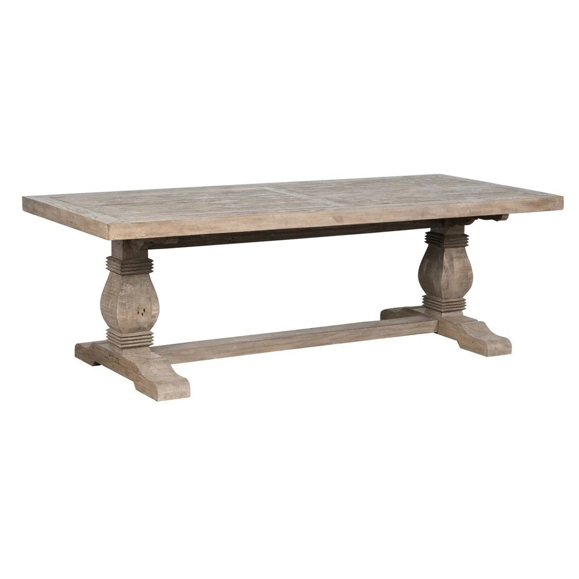 Benjara BM210351 Rectangular Reclaimed Wood Dining Table with Trestle Base ...