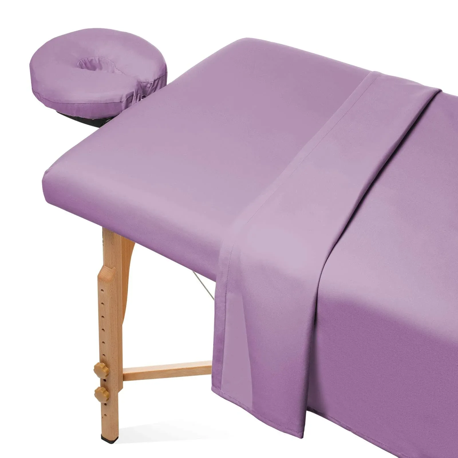 Saloniture 3-Piece Microfiber Massage Table Sheet Set, Includes Flat and Fitted Sheets with Face Cradle Cover - Lavender