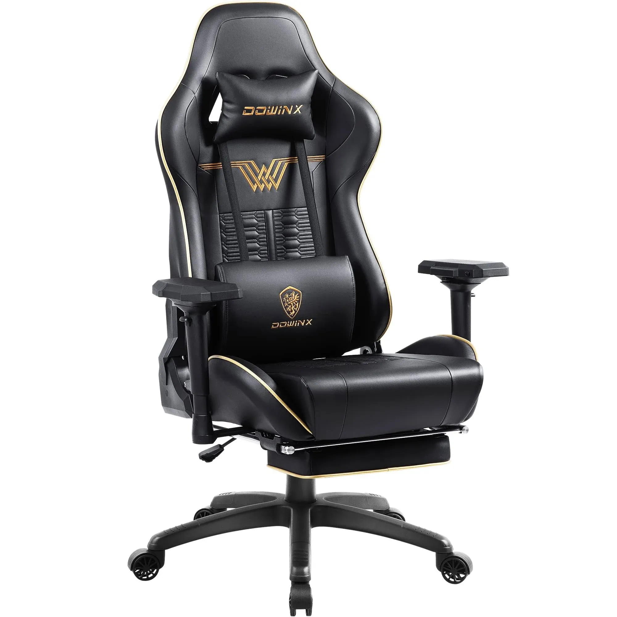 Dowinx Gaming Chair High Back Computer Chair with Footrest, Breathable Quilted PU ...