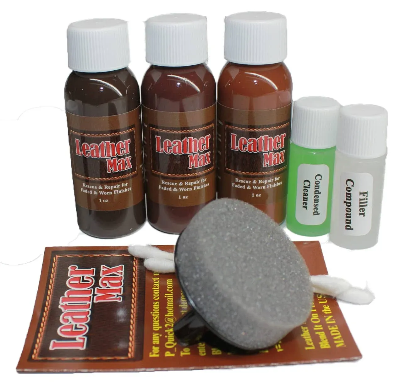 Leather Max Complete Leather Refinish, Restore, Recolor & Repair Kit/Now with 3 Color Shades to Blend with/Leather & Vinyl Refinish (Bold Blacks)