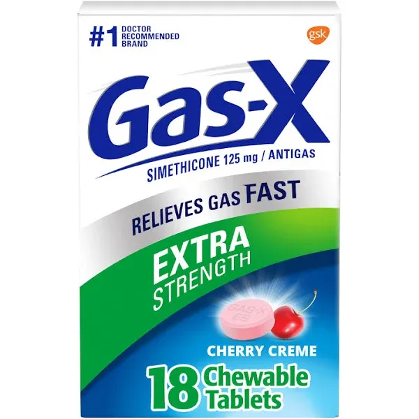 Gas-X Extra Strength AntiGas - Cherry Creme - 18 Tablets - 8/2025