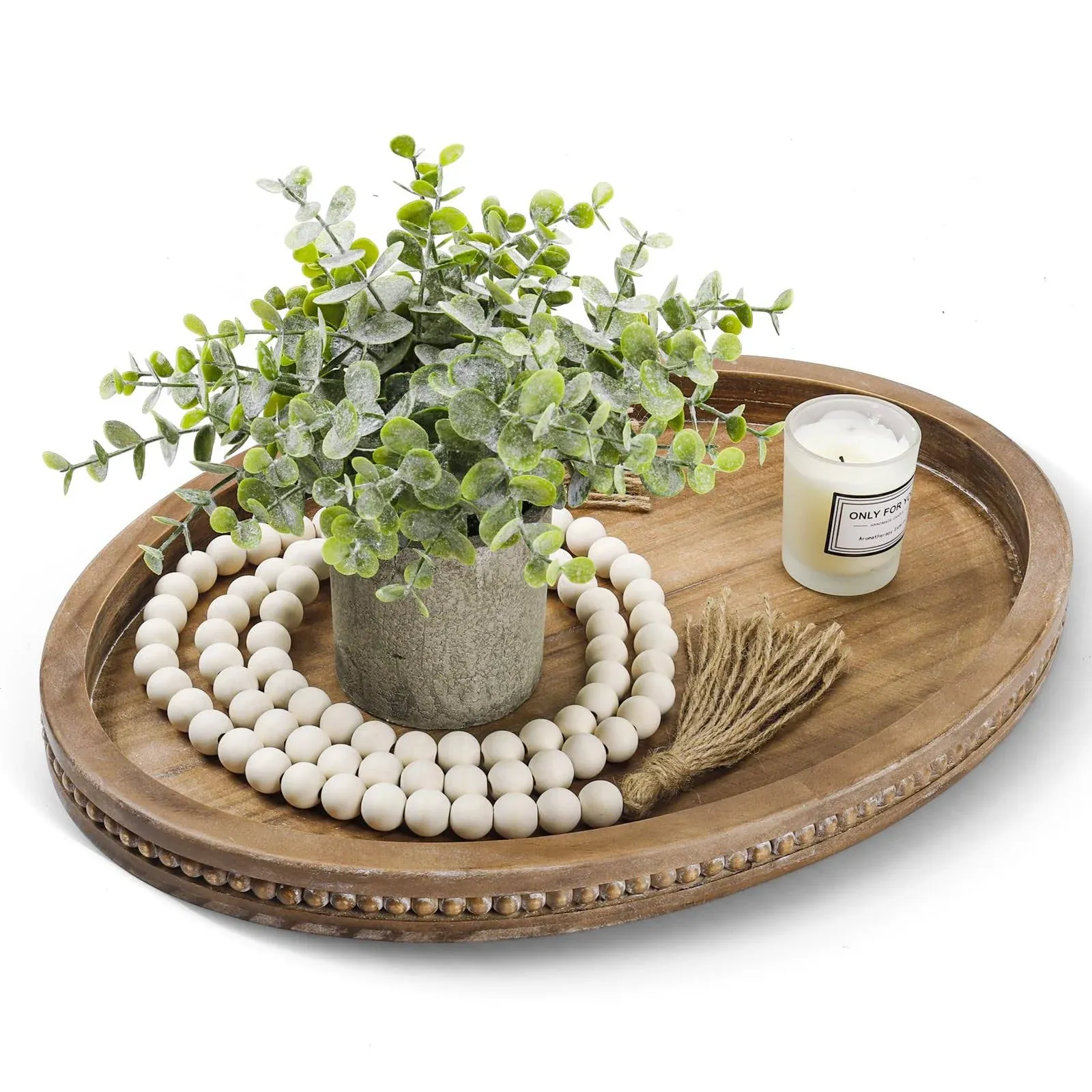 Oval Tray for Coffee Table - 16×11.8in Decorative Trays for Home Decor/w 58in 