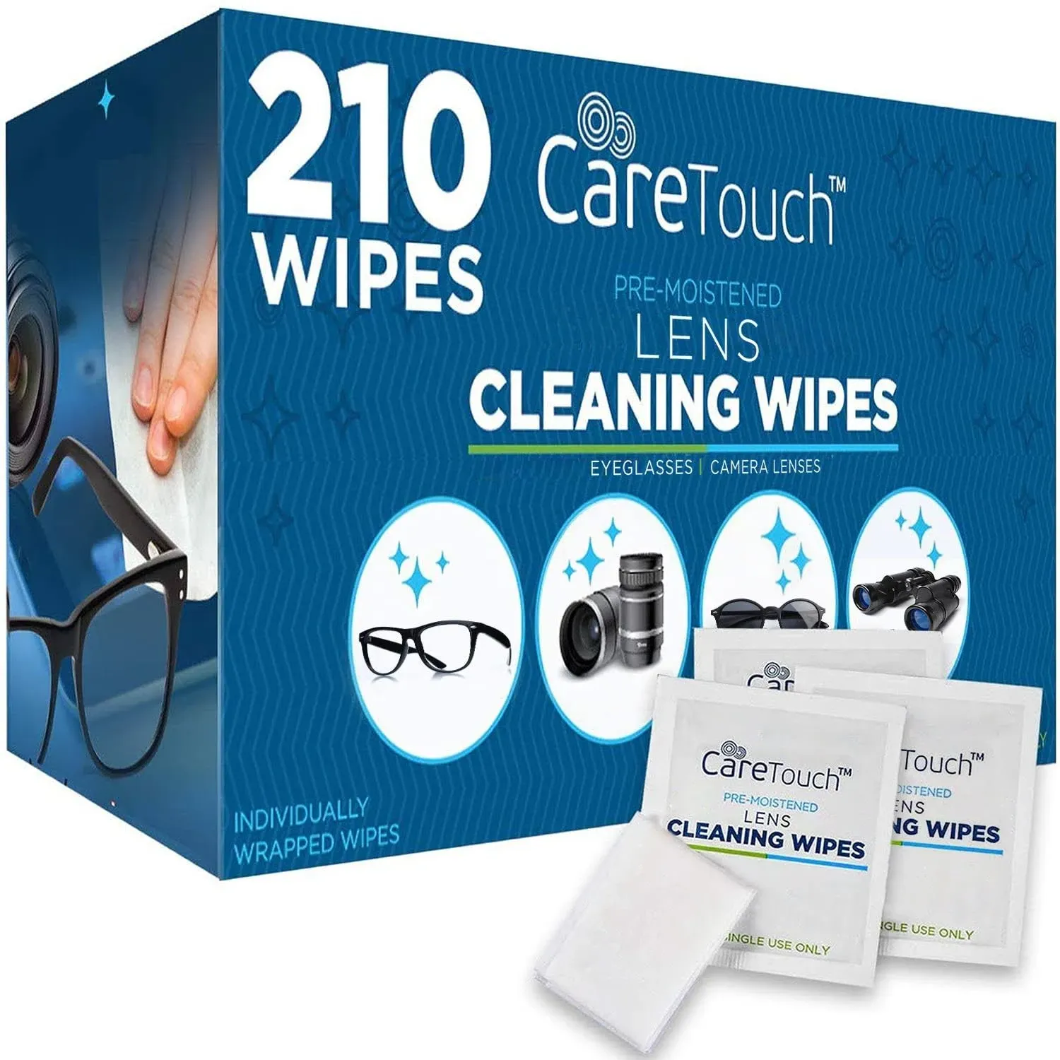 210 pack Lens Cleaning Wipes For Eyeglasses Individually Wrapped &amp; Pre-Moistened