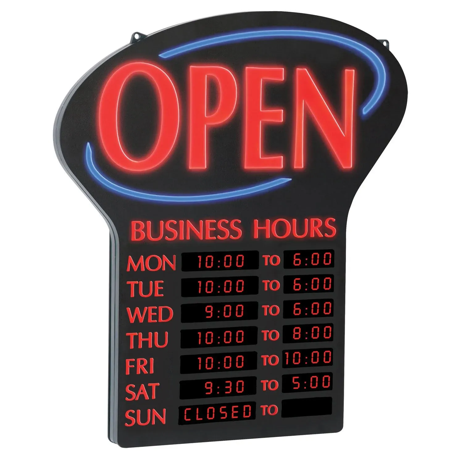 Newon Led Open Sign with Programmable Business Hours and Flashing Effe