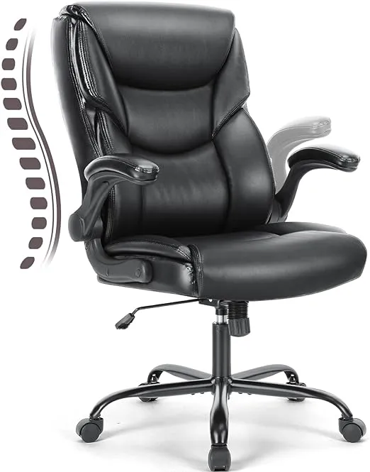 JHK Ergonomic Home Office Desk Chairs with Flip Up Armrest PU Leather High-Ba...