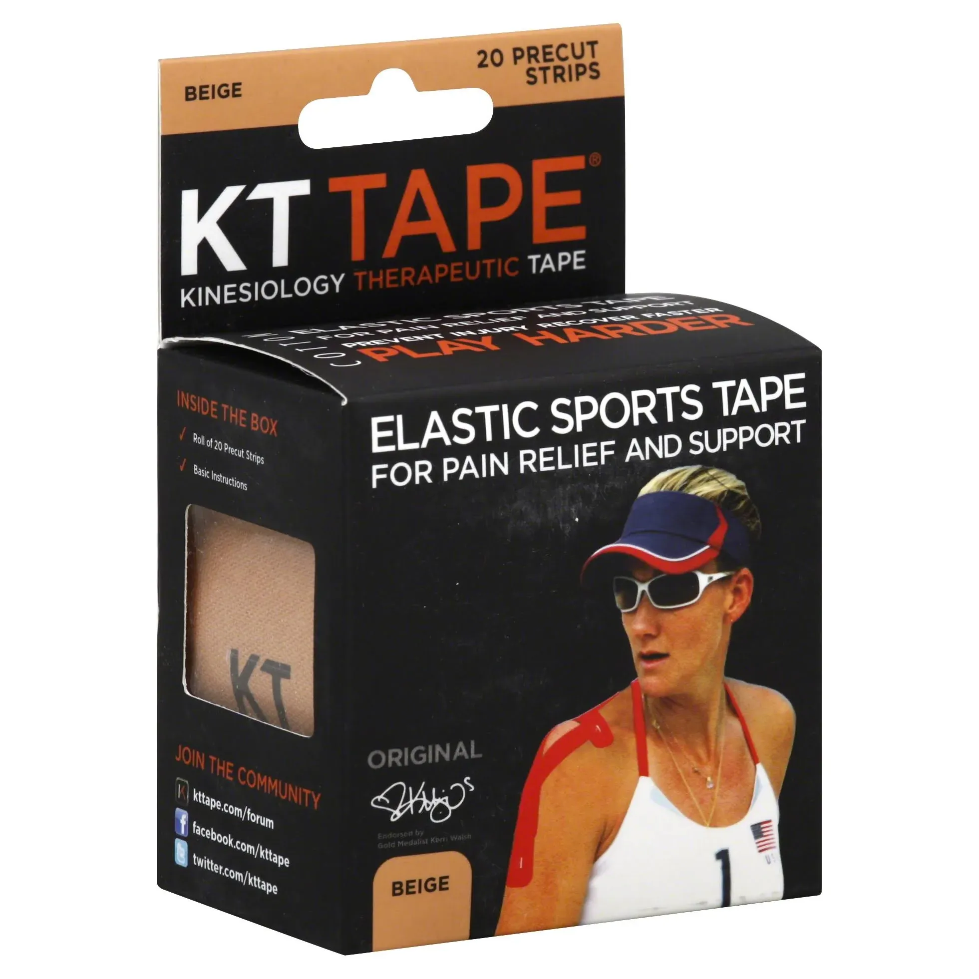 KT Tape - Elastic Sports Tape for Pain Relief and Support - 20 Strips 10" Precut