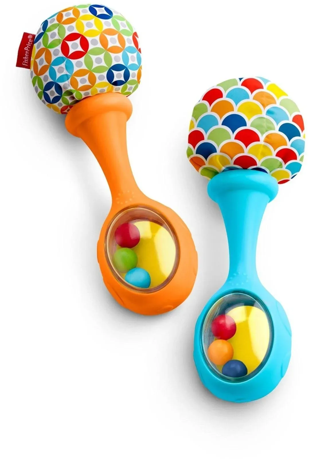 Fisher-Price Newborn Toys Rattle 'n Rock Maracas, Set of 2 Soft Musical Instruments for Babies 3+ Months, Blue & Orange