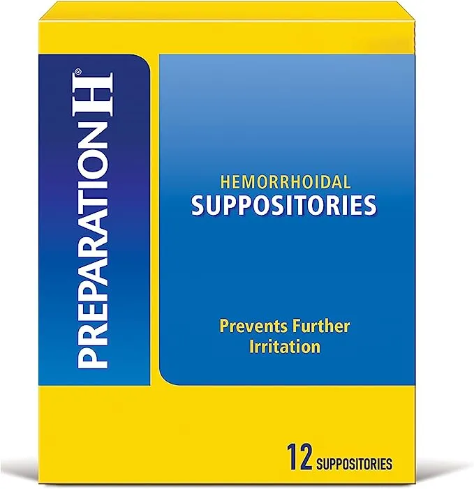 Preparation H Hemorrhoid Suppositories For Itching And Discomfort Relief - 12 Count (Pack of 1)