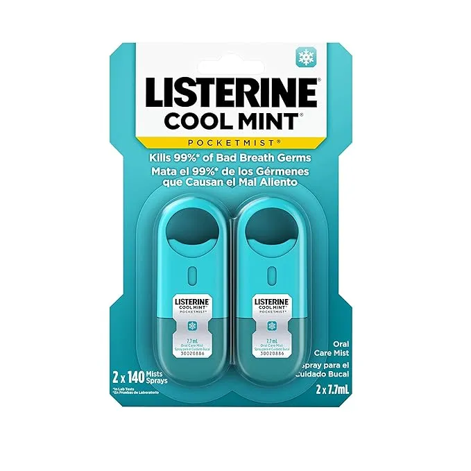 Listerine Cool Mint Pocketmist Oral Care Mist to Get Rid of Bad Breath - 2pk