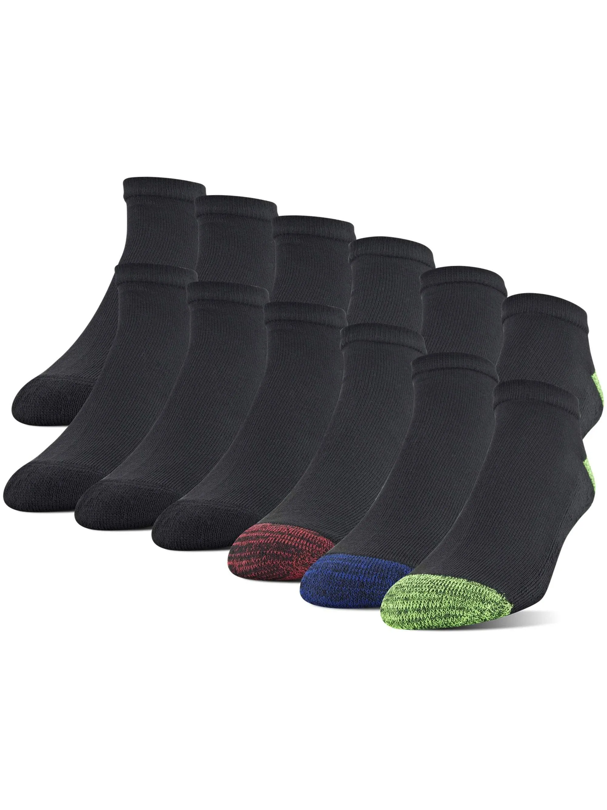 Gildan Men's Polyester Half Cushion No Show Socks, 12-pack