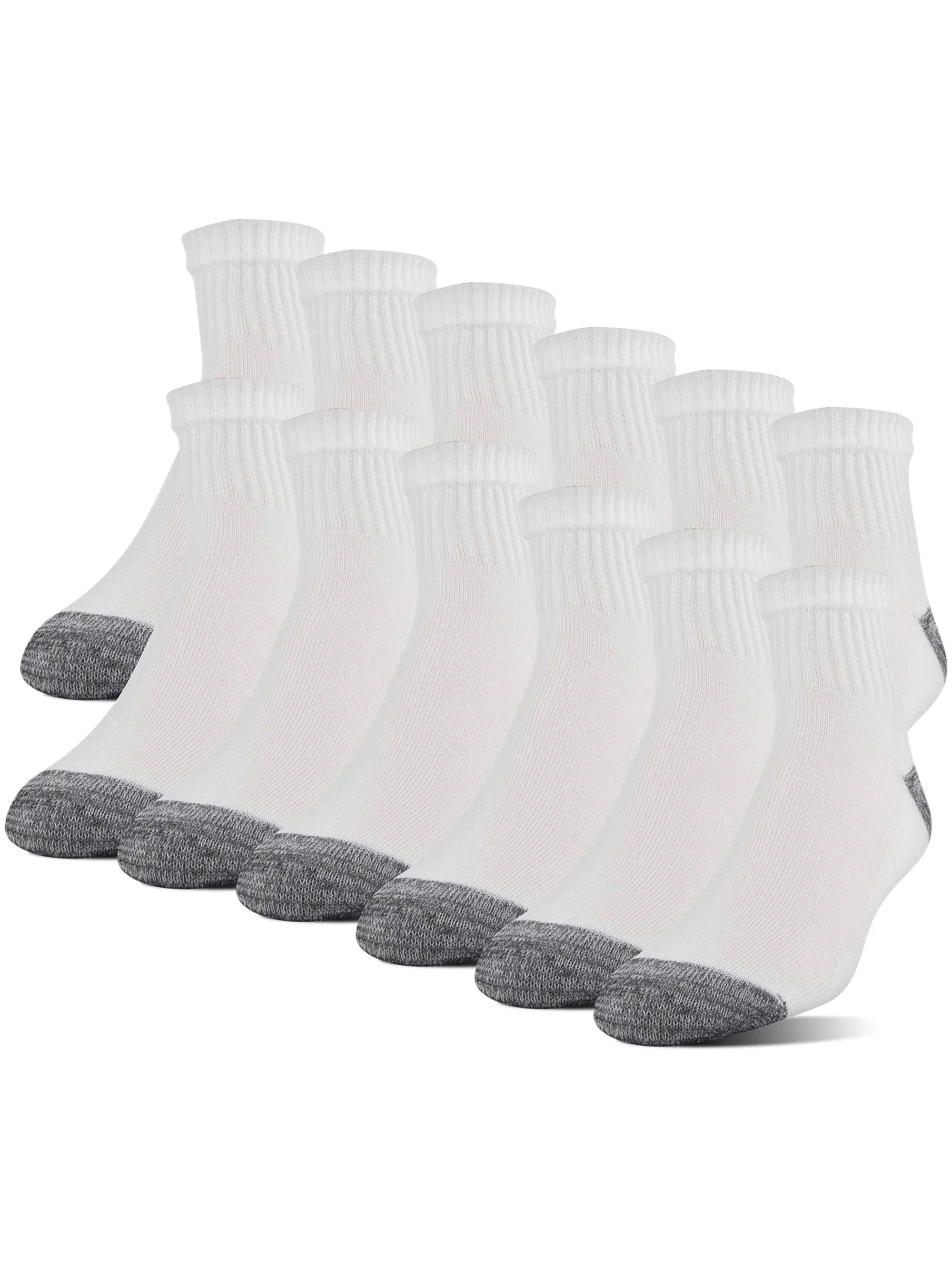 Gildan Men's Adult Half Cushion Terry Foot Bed Crew Casual Socks, OS One Size, 12-Pack