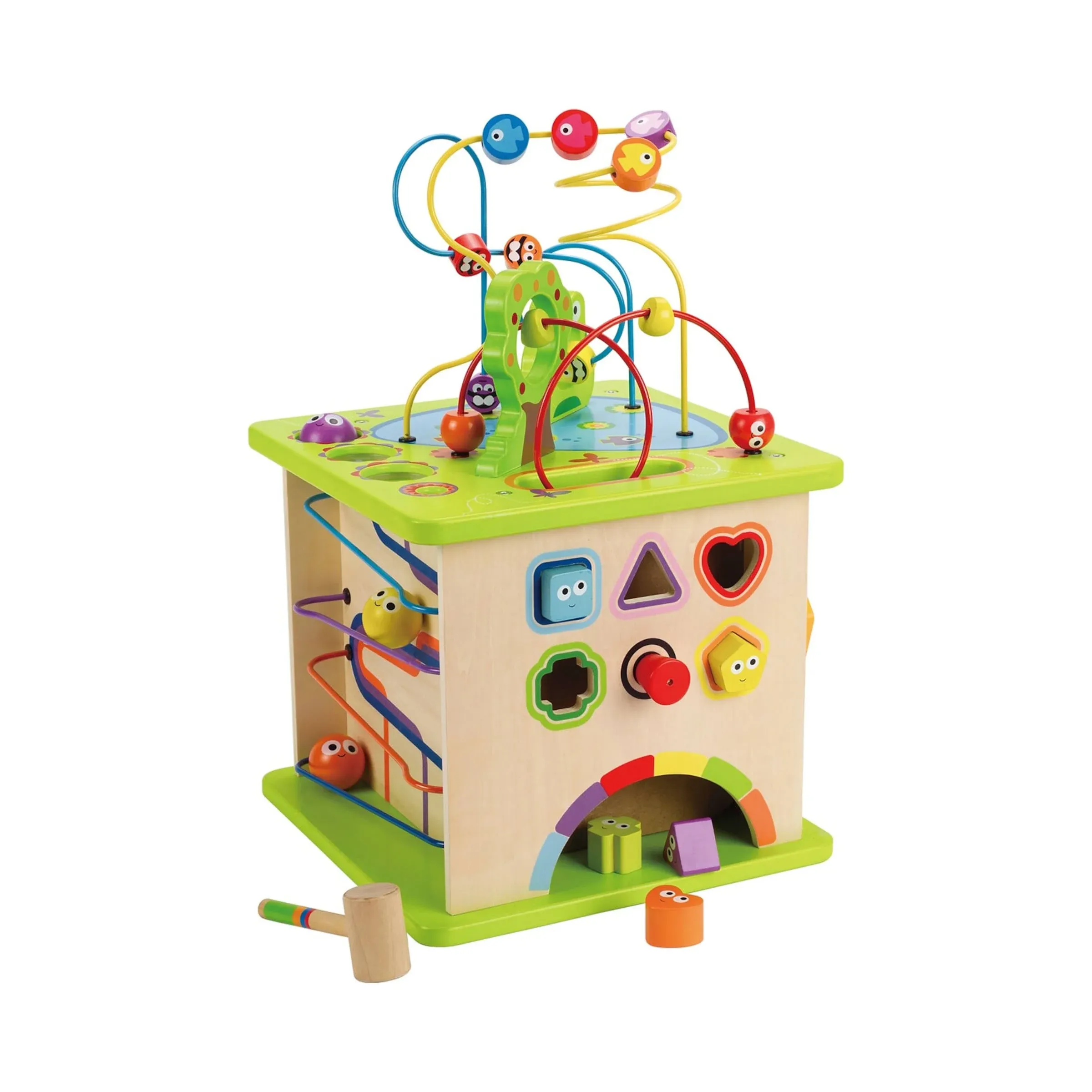 Country Critters Wooden Activity Play Cube by Hape | Wooden Learning Puzzle Toy