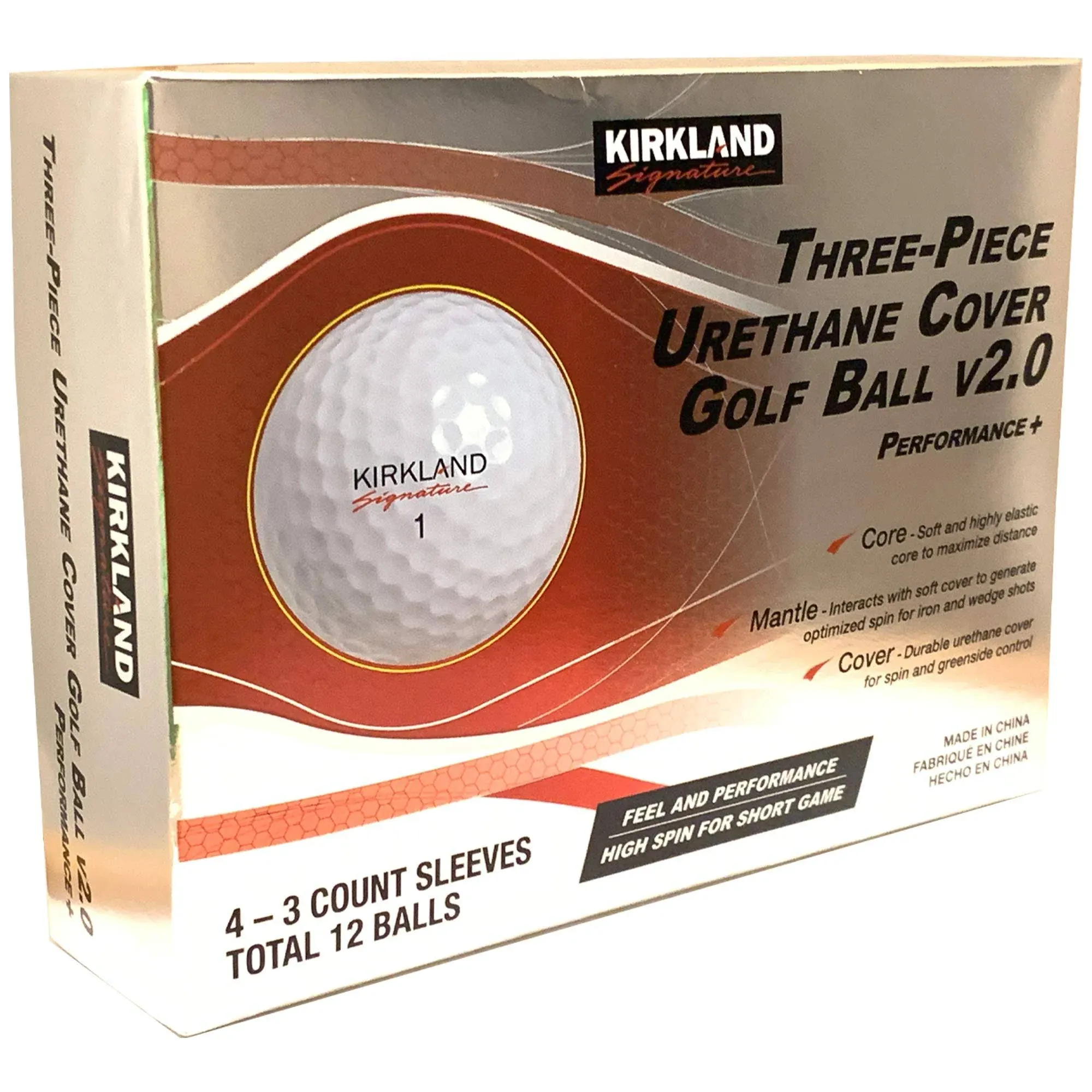 Kirkland Signature Three-Piece Urethane Cover Golf Balls 1 Dozen Nib!